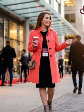J.Crew Coral Wool Funnel Neck Coat Size 8 B4106 Winter Jacket